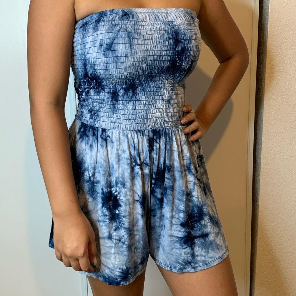 Flowy Blue Marbled Romper